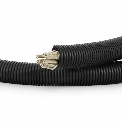 FyberOptix 25m (82ft) Black Flame Retardant Polypropylene Convoluted Tubing, 23mm Inside Diameter