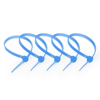 FyberOptix 100Pcs/Pack 6in.L x 0.15in.W Self-Locking Nylon Cable Ties, Blue