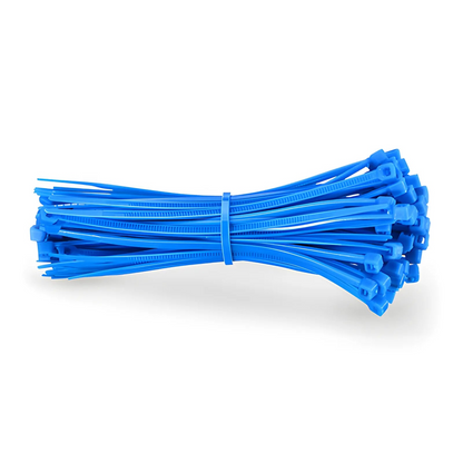 FyberOptix 100-Pack 4in.L x 0.1in.W Self-Locking Nylon Cable Ties, Blue