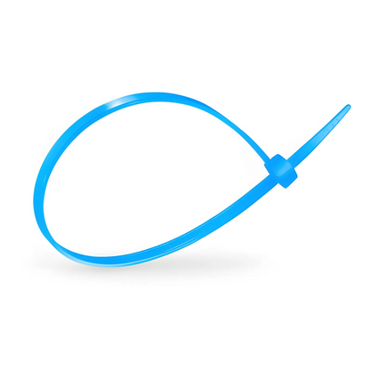 FyberOptix 100-Pack 4in.L x 0.1in.W Self-Locking Nylon Cable Ties, Blue
