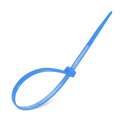FyberOptix 100Pcs/Pack 8in.L x 0.18in.W Self-Locking Nylon Cable Ties, Blue