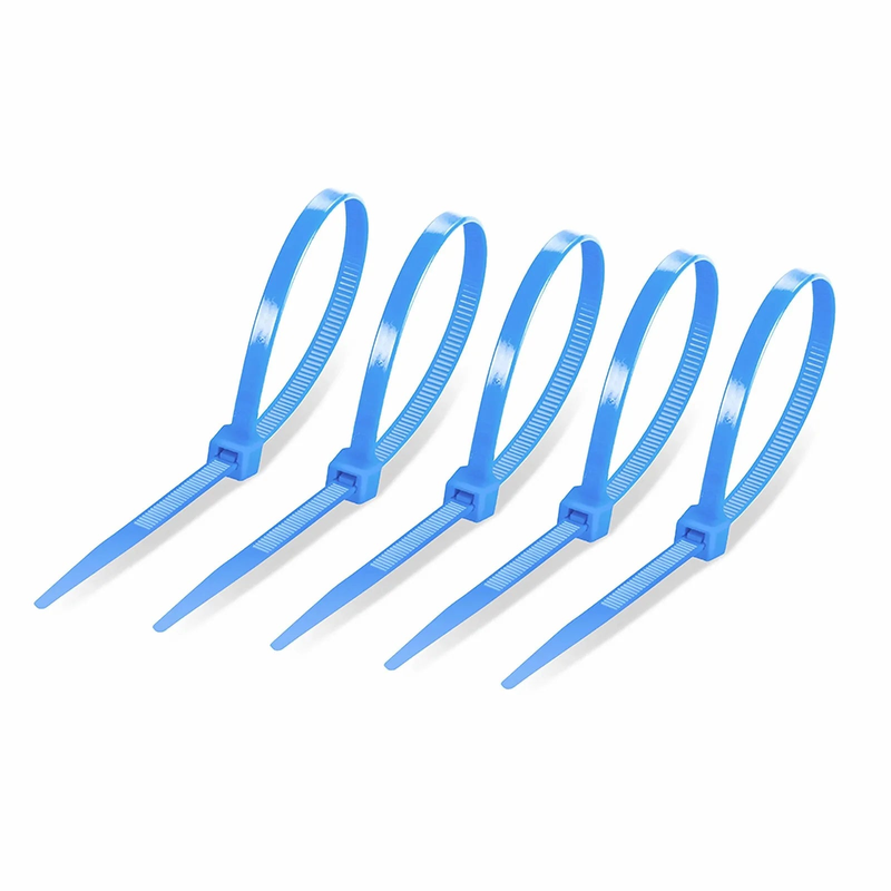 FyberOptix 100Pcs/Pack 8in.L x 0.18in.W Self-Locking Nylon Cable Ties, Blue