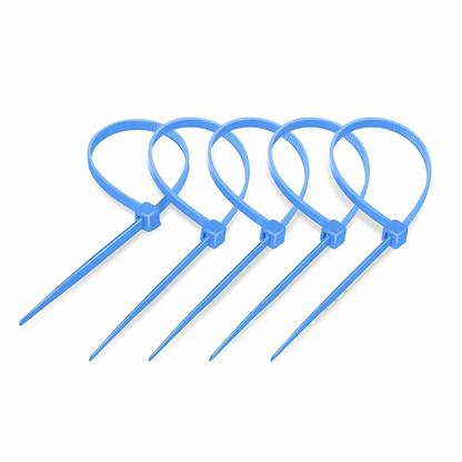 FyberOptix 100Pcs/Pack 8in.L x 0.18in.W Self-Locking Nylon Cable Ties, Blue