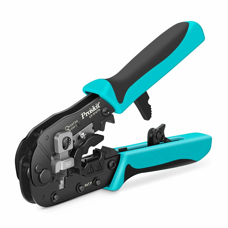 FyberOptix Pro'sKitA® All-in-one Modular Tool, Wire Stripper Cutter Crimper for Cat5/5e Cat6/6a Cat7 Modular Plugs with Dovetail Clip