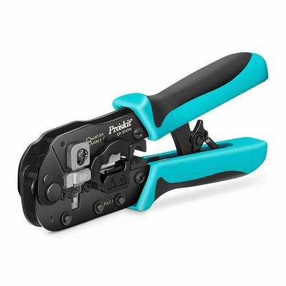 FyberOptix Pro'sKitA® All-in-one Modular Tool, Wire Stripper Cutter Crimper for Cat5/5e Cat6/6a Cat7 Modular Plugs with Dovetail Clip