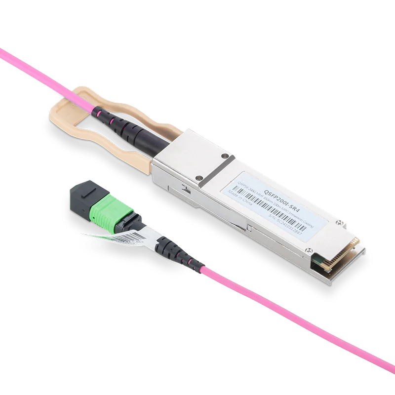 NVIDIA/Mellanox Compatible 400GBASE-SR4 OSFP Flat Top PAM4 850nm 100m DOM IB and Ethernet Liquid/Immersion Cooling Transceiver for MMF with 3m MPO-12/APC OM4 Erika Violet/Magenta Female Type A Pigtail SFPS