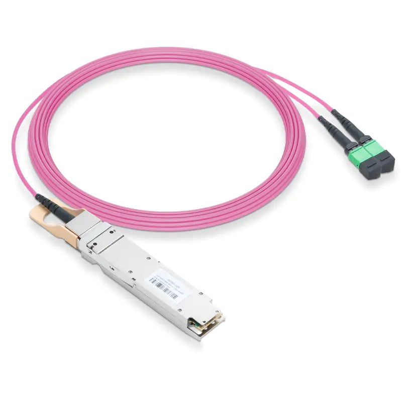 NVIDIA/Mellanox Compatible 800GBASE-2xSR4/SR8 OSFP Finned Top PAM4 850nm 100m DOM IB and Ethernet Liquid/Immersion Cooling Transceiver for MMF with 5m Dual MPO-12/APC OM4 Erika Violet/Magenta Female Type A Pigtails SFPS