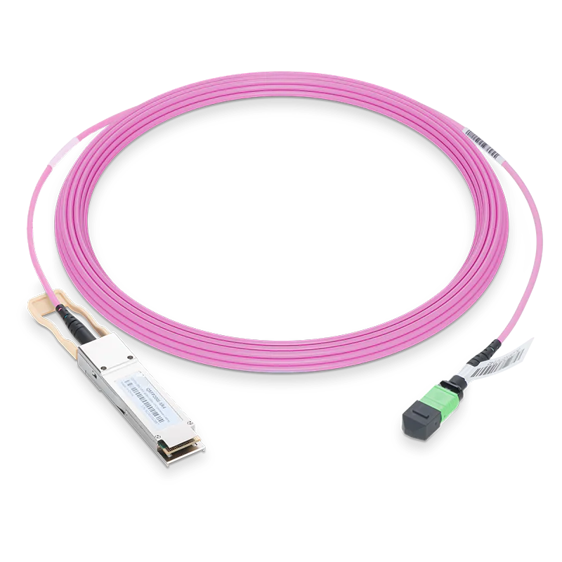 NVIDIA/Mellanox Compatible 200GBASE-SR4 QSFP56 PAM4 850nm 100m DOM IB and Ethernet Liquid/Immersion Cooling Transceiver for MMF with 3m MPO-12/APC OM4 Erika Violet/Magenta Female Type A Pigtail SFPS