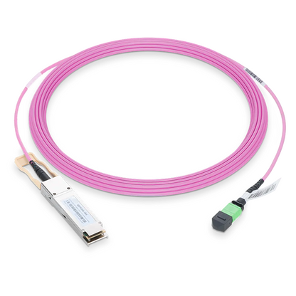 NVIDIA/Mellanox Compatible 200GBASE-SR4 QSFP56 PAM4 850nm 100m DOM IB and Ethernet Liquid/Immersion Cooling Transceiver for MMF with 3m MPO-12/APC OM4 Erika Violet/Magenta Female Type A Pigtail SFPS