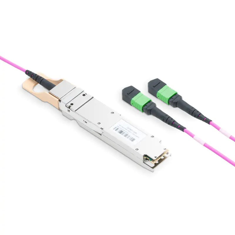 Generic Compatible 800GBASE-2xSR4/SR8 OSFP Finned Top PAM4 850nm 100m DOM IB and Ethernet Liquid/Immersion Cooling Transceiver for MMF with 3m Dual MPO-12/APC OM4 Erika Violet/Magenta Female Type A Pigtails SFPS