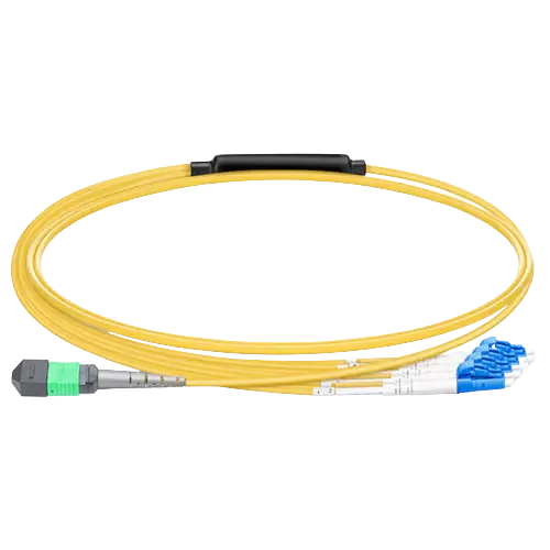 5m (16ft) MPO-8 APC (Female) to 4x LC Duplex UPC Single-mode (OS2) Harness, Type B, LSZH, Yellow SFPS