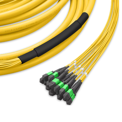 7m (23ft) Pre-terminated MPO Trunk Cable, 192 Fibers, 16 x MPO-12 APC (Male) to 16 x MPO-12 APC (Male) Single Mode (OS2) Type B, LSZH, 0.35dB Max, Breakout 80cm, Double Jacket, Yellow SFPS
