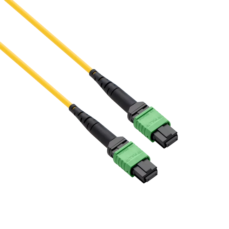 10m (33ft) Pre-terminated MPO 2x2 Shuffle Trunk Cable, 16 Fibers, 2xMPO-8 APC Male to 2xMPO-8 APC Male, Single Mode (OS2), Type 2, LSZH, 0.35dB Max, Breakout 80cm, Yellow SFPS