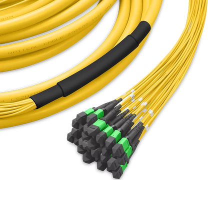 60m (197ft) Pre-terminated MPO 4x4 Shuffle Trunk Cable, 256 Fibers, 32xMPO-8 APC (Male) to 32xMPO-8 APC (Male), Single Mode (OS2), Type 4, LSZH, 0.35dB Max, Breakout 80cm, Yellow SFPS