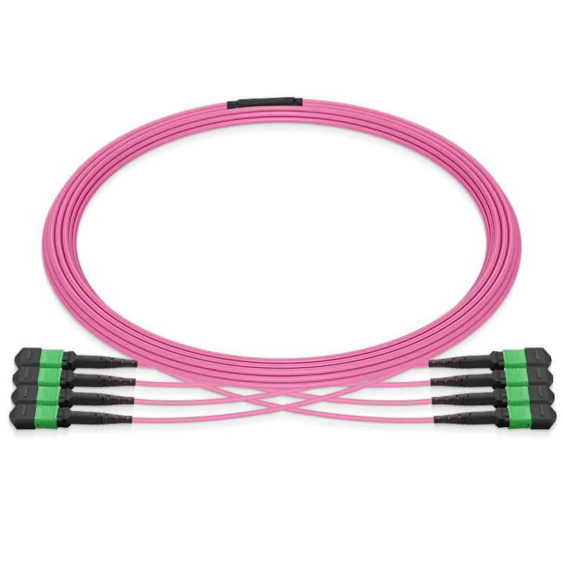 5m (16ft) MPO 4x4 Shuffle Breakout Cable, 32 Fibers, 4xMPO-8 APC (Female) to 4xMPO-8 APC (Female), Multimode (OM4), Type 4, OFNP, 3.0mm, Max IL Ã¢â€°Â¤ 0.35dB, Magenta SFPS