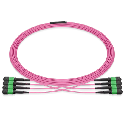 5m (16ft) MPO 4x4 Shuffle Breakout Cable, 32 Fibers, 4xMPO-8 APC (Female) to 4xMPO-8 APC (Female), Multimode (OM4), Type 4, OFNP, 3.0mm, Max IL Ã¢â€°Â¤ 0.35dB, Magenta SFPS
