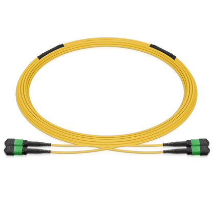 5m (16ft) Pre-terminated MPO 2x2 Shuffle Trunk Cable, 16 Fibers, 2xMPO-8 APC Male to 2xMPO-8 APC Male, Single Mode (OS2), Type 2, OFNP, 0.35dB Max, Breakout 80cm, Yellow SFPS