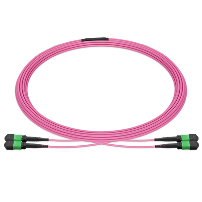 5m (16ft) MPO 2x2 Shuffle Breakout Cable, 16 Fibers, 2xMPO-8 APC Female to 2xMPO-8 APC Female, Multimode (OM4), Type 2, OFNP, 3.0mm, Max IL Ã¢â€°Â¤ 0.35dB, Magenta SFPS