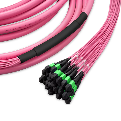 10m (33ft) Pre-terminated MPO 4x4 Shuffle Trunk Cable, 256 Fibers, 32xMPO-8 APC (Male) to 32xMPO-8 APC (Male), Multimode (OM4), Type 4, LSZH, 0.35dB Max, Breakout 80cm, Magenta SFPS