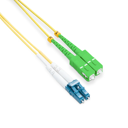 4m (13ft) LC UPC to SC APC Duplex OS2 Single Mode LSZH 2.0mm Fiber Optic Patch Cable SFPS