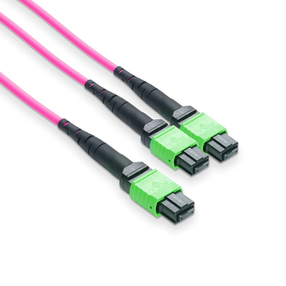 NVIDIA/Mellanox MFP7E20-N005 Compatible 5m (16ft) MPO-8 APC (Female) to 2xMPO-4 APC (Female) Multimode (OM4) Breakout, Type B, LSZH, 3.0mm, Max IL ÃƒÂ¢Ã¢â‚¬Â°Ã‚Â¤ 0.35dB, Magenta SFPS